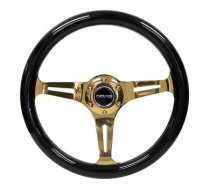 Classic Träratt 350mm 3-ekrad Guldigt Centrum Svart Ratt NRG